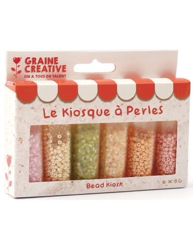 Le kiosque à perles 6 coloris de perles de rocailles 2 mm - Mochi glaces