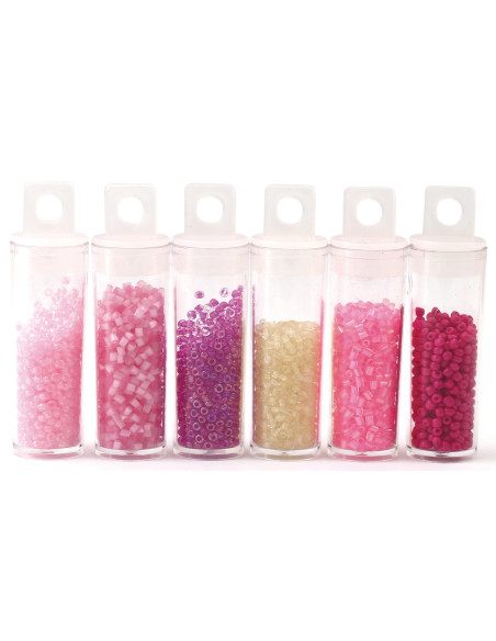 Le kiosque à perles 6 coloris de perles de rocailles 2 mm - Strawberry milkshake