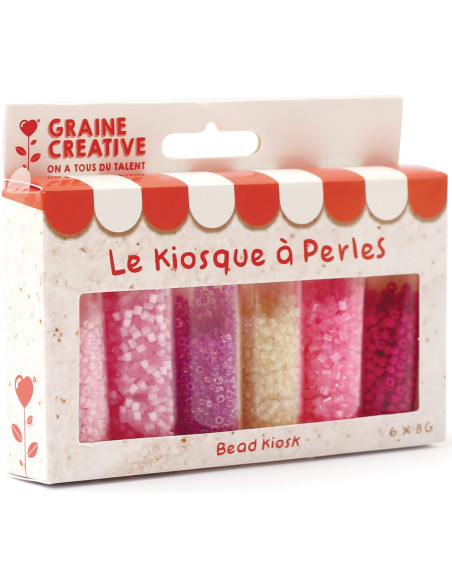 Le kiosque à perles 6 coloris de perles de rocailles 2 mm - Strawberry milkshake
