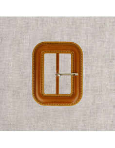 Boucle de ceinture rectangulaire aspect cuir surpiqué – 6 cm