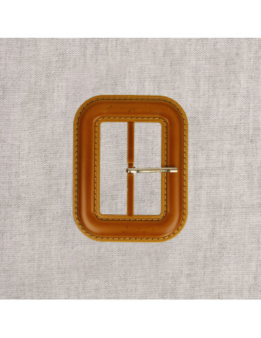 Boucle de ceinture rectangulaire aspect cuir surpiqué – 6 cm