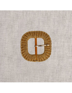 Boucle de ceinture carrée arrondie en raphia tressé – 3,5 cm