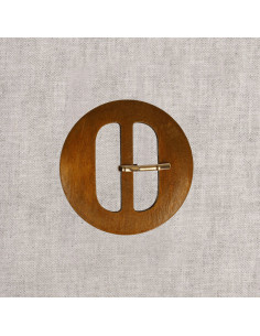 Boucle de ceinture ronde pleine en bois naturel ajouré – 5 cm