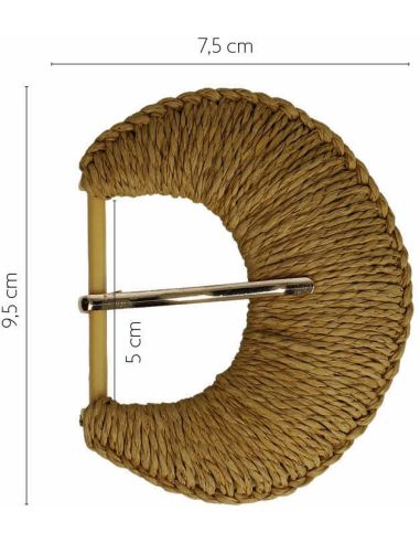 Boucle de ceinture demi-lune en raphia tressé – 5 cm