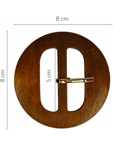 Boucle de ceinture ronde pleine en bois naturel ajouré – 5 cm