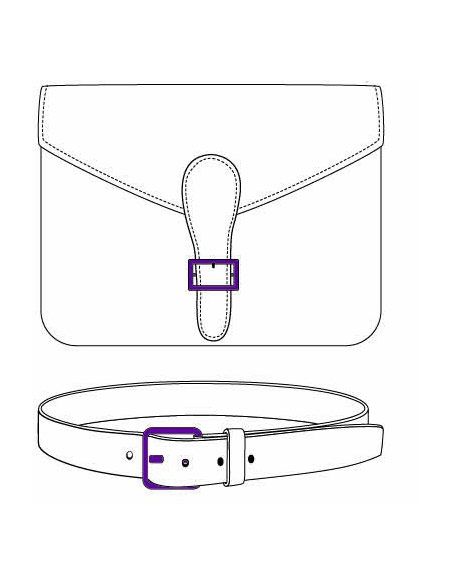 Boucle de ceinture rectangulaire aspect cuir surpiqué – 6 cm