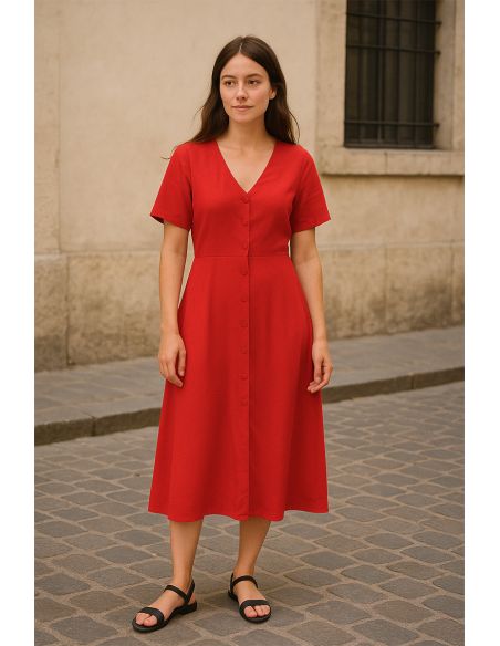 Tissu popeline de viscose - Rouge