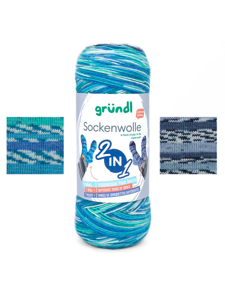 Laine à chaussettes Sockenwolle 2 en 1 Gründl