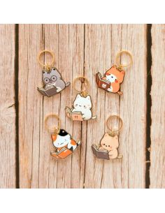 Lot de 5 anneaux marqueurs de maille - Petits chats lecture 2