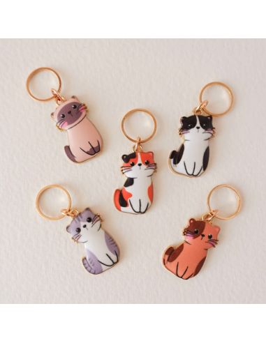 Lot de 5 anneaux marqueurs de maille - Petits chats manga