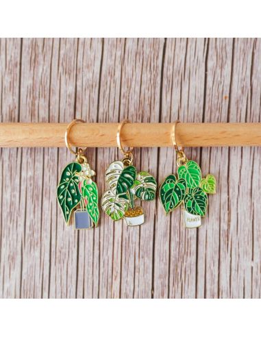 Lot de 3 anneaux marqueurs de maille - Monstera