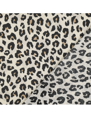 Tissu voile de coton animal - Sable