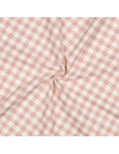 Tissu flanelle grands carreaux - Rose et écru