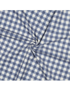 Tissu flanelle grands carreaux - Bleu et écru