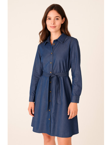 Tissu tencel denim - Bleu indigo