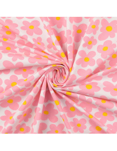 Tissu jersey fleurs - Rose