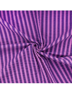 Tissu Seersucker à rayures larges - Jacinthe et violet