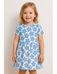 Tissu jersey fleurs - Bleu 2