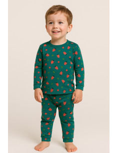 Tissu jersey Fraises - Vert canard 2