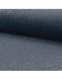 Tissu jersey bord côte lurex - Denim lurex argent