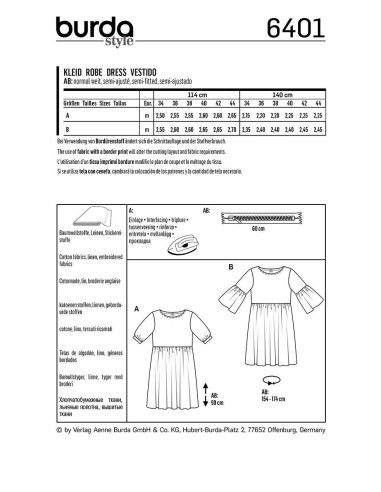 Patron de robe - Burda 6401