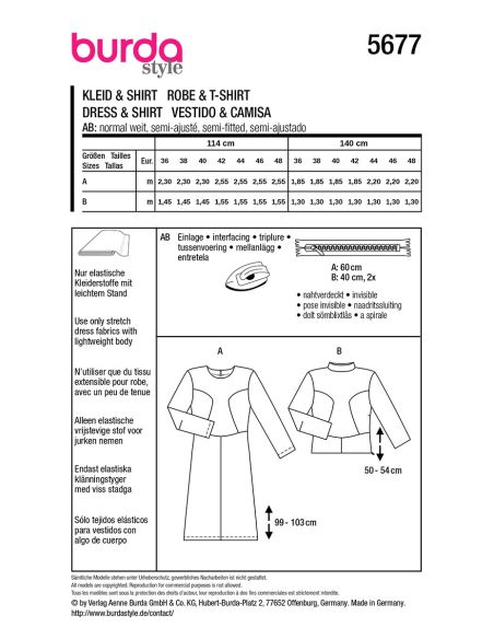 Patron de robe et T-shirt - Burda 5677