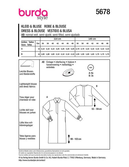 Patron de robe et chemisier - Burda 5678