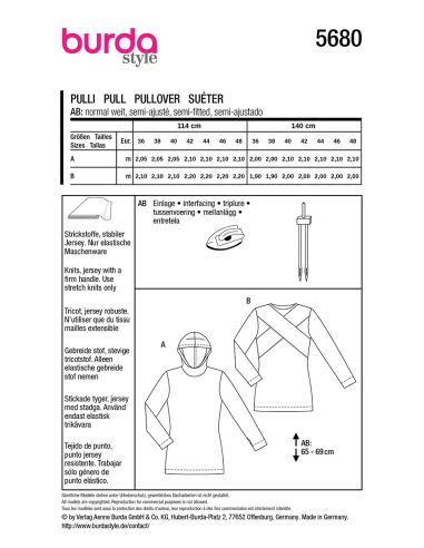Patron de pull et T-shirt - Burda 5680