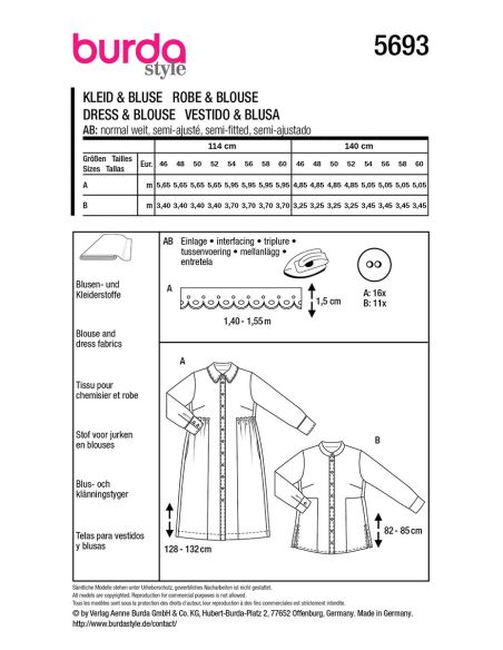 Patron de robe et chemisier - Burda 5693
