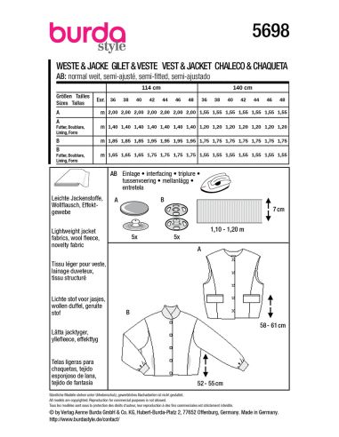Patron de gilet - Burda 5698