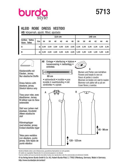 Patron de robe - Burda 5713