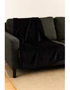 Tissu minky grosses côtes - Noir 2