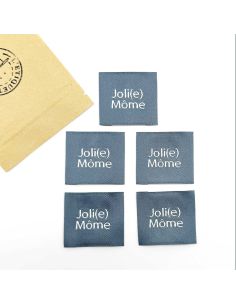 Lot de 5 étiquettes tissées à coudre Joli Môme gris 2