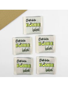 Lot de 5 étiquettes tissées à coudre C'est de la bombe Bébé ! 2