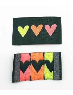 Lot de 5 étiquettes tissées à coudre 3 Coeurs 2