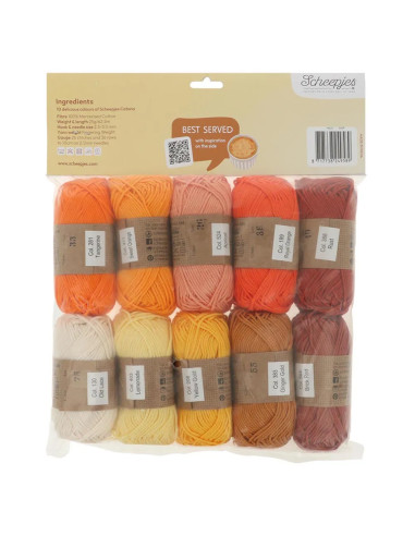 Sachet de 10 pelotes Scheepjes Catona Colour Pack - Crème brûlée
