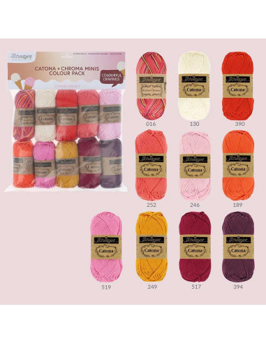 Sachet de 10 pelotes Scheepjes Catona Colour Pack - Summer sherbet