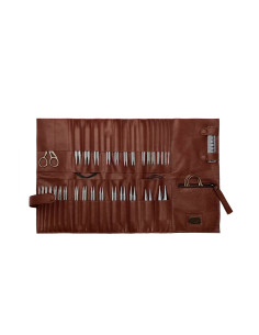 Etui de rangement en cuir pour aiguilles circulaires Muud Stockholm XL - Rich Brown 2