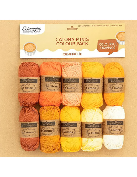 Sachet de 10 pelotes Scheepjes Catona Colour Pack - Crème brûlée