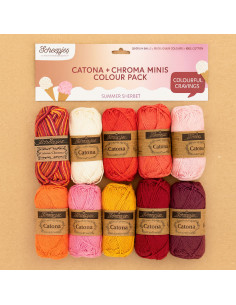 Sachet de 10 pelotes Scheepjes Catona Colour Pack - Summer sherbet