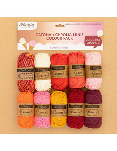 Sachet de 10 pelotes Scheepjes Catona Colour Pack - Summer sherbet