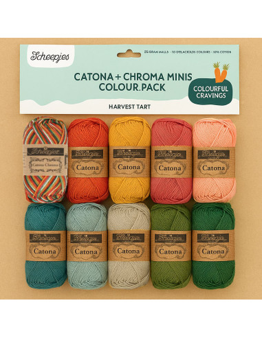 Sachet de 10 pelotes Scheepjes Catona Colour Pack - Harvest tart
