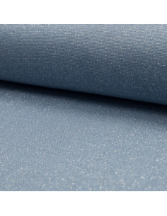 Tissu jersey bord côte lurex - Bleu clair lurex argent