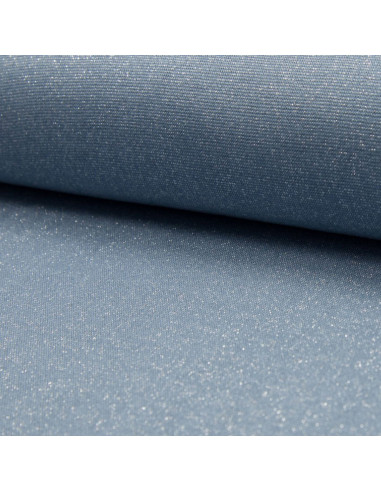 Tissu jersey bord côte lurex - Bleu clair lurex argent