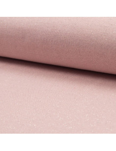 Tissu jersey bord côte lurex - Rose lurex argent