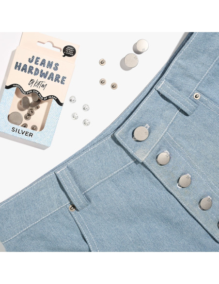 Kit de boutons jeans et rivets - Argent