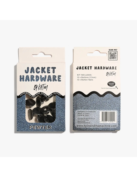 Kit de boutons jeans pour vestes - Etain