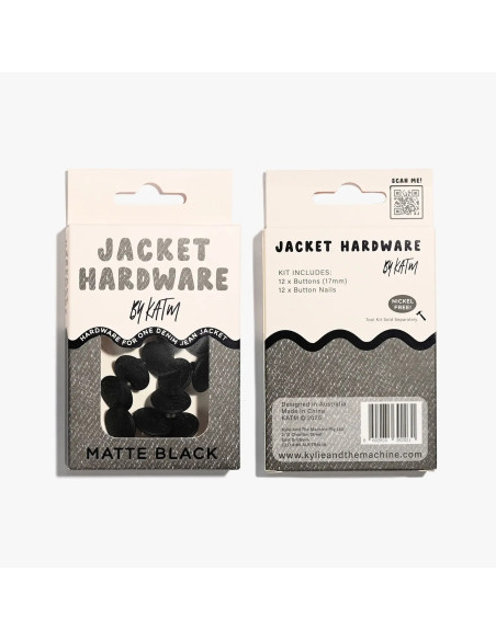 Kit de boutons jeans pour vestes - Noir mat
