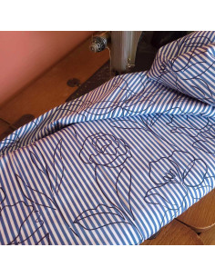 Tissu coton à rayures et fleurs Alyzée - My Dress Made