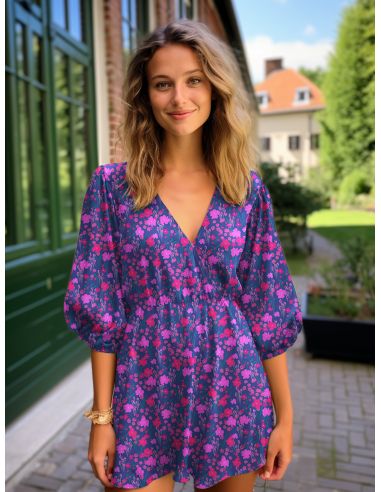 Tissu viscose - Champêtre bleu